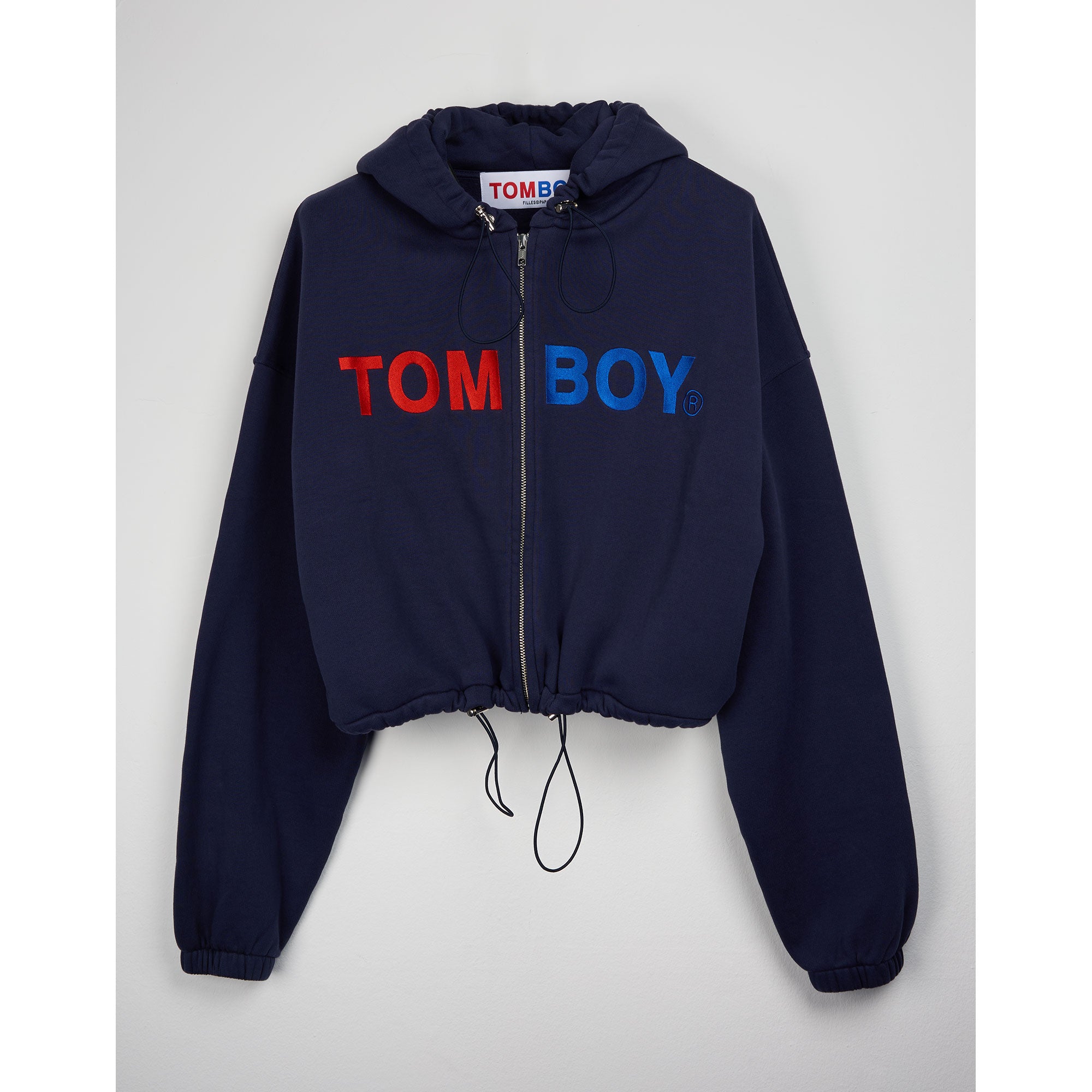 NAVY BLUE RUSH CROP HOODIE