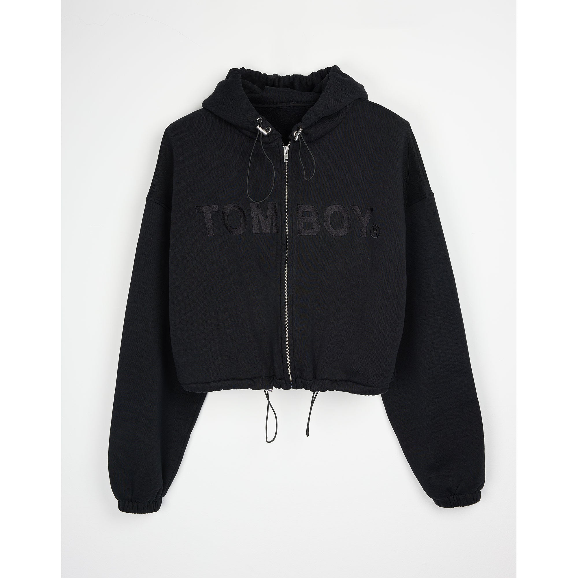 BLACK RUSH CROP HOODIE