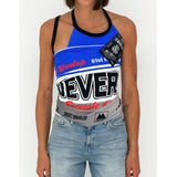 BLUE/GREY FLAG TOP