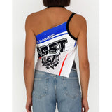 BLUE/GREY FLAG TOP