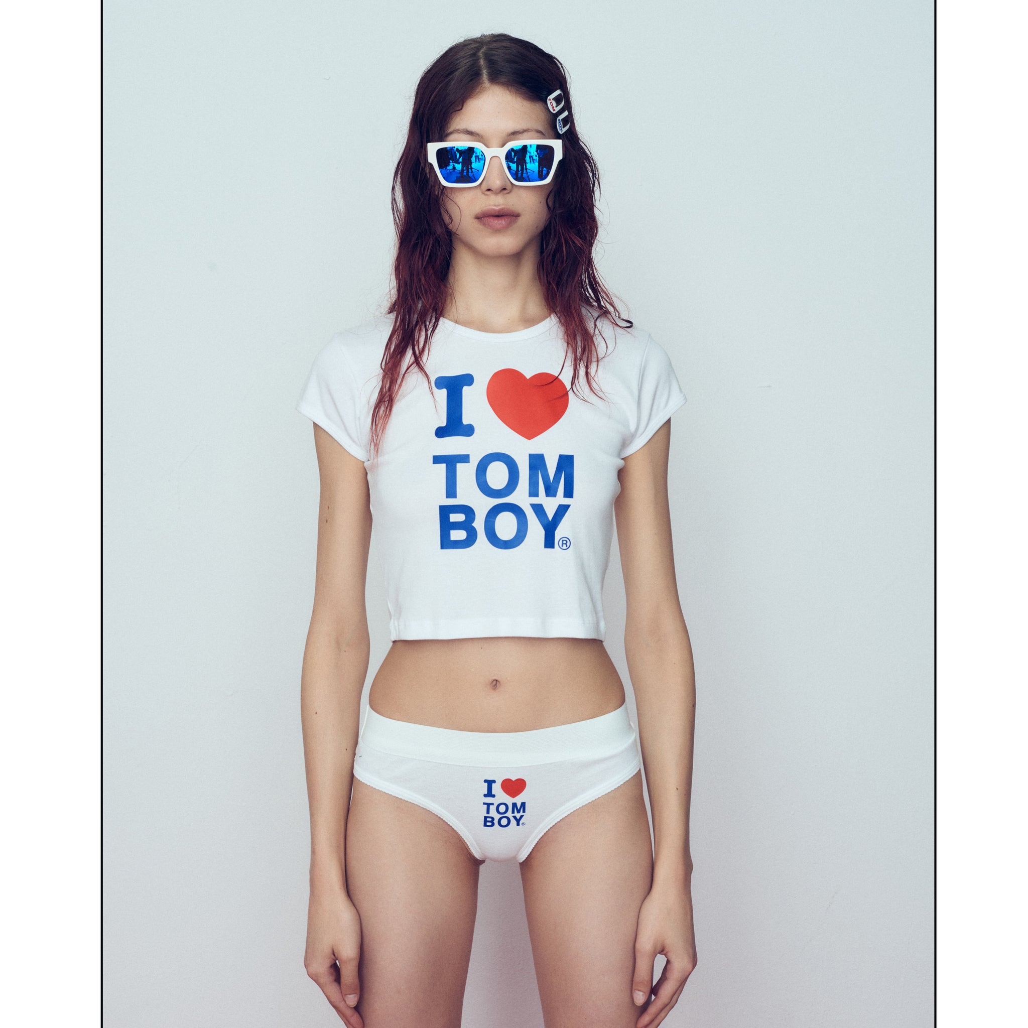 Tomboy Tee Cropped  White Slim-fit Tomboy™ Cotton
