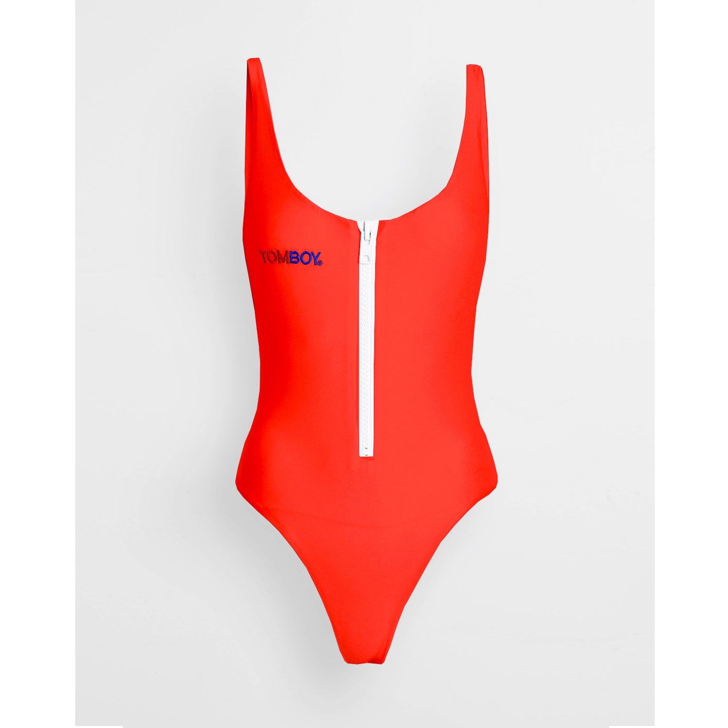 RED ZIPPED SWIMSUIT